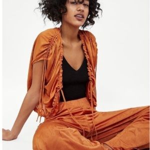*EUC* Zara Tie-Front Ruffled Open Top Orange - S